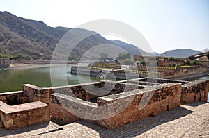 Moutain and Lave view from UNESCO World Heritage site Amber Fort Jaipur India