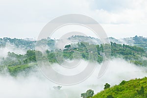 Moutain view and fog with rest home at Khao Kho