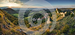 Moutain and village at sunset - Slovakia photo