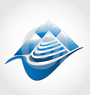 Moutain wilderness terrain, vector logo symbol