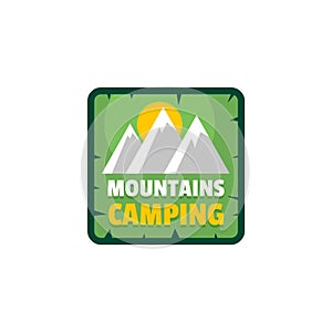 Moutains camping logo, flat style