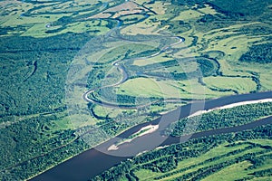 The mouth of the Bystrica River and the Vyatka River. Kirov region. Russia