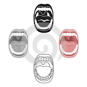 Mouth icon in cartoon,black style isolated on white background. Organs symbol stock vector illustration.