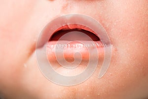 Mouth and lips of newborn photo