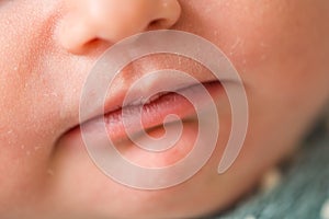 Mouth and lips of newborn photo