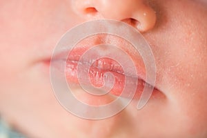 Mouth and lips of newborn photo