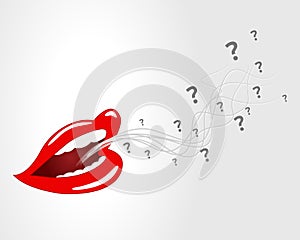 Mouth, lips - vector, question mark