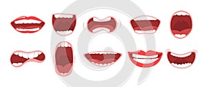 Mouth options with lips, tongue and teeth