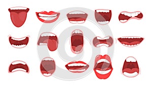 Mouth options with lips, tongue and teeth