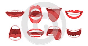 Mouth options with lips, tongue and teeth