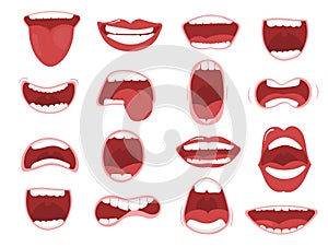 Mouth options with lips, tongue and teeth