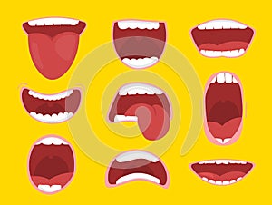 Mouth options with lips, tongue and teeth