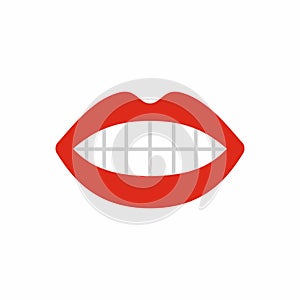 Mouth with red lips simple vector illustration
