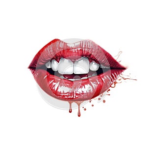 a mouth with red lipstick