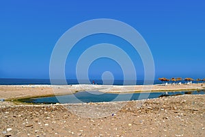 Mouth of the river Nahr Ibrahim s in front of the sea  Lebanon