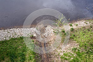 The mouth of a small stream into the Warta River photo