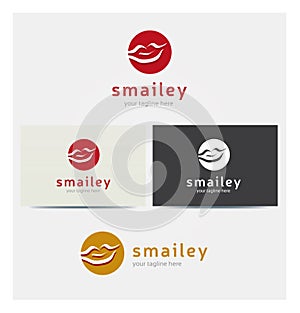 Mouth Smile Icon, Logo for Corporate Business, Card Mock up in Several Colors