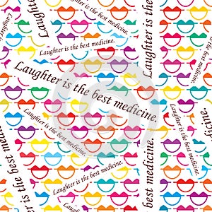 Mouth teeth laughter best medicine seamless pattern