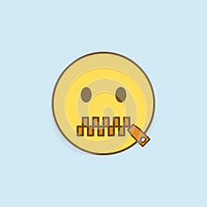 mouth to lock 2 colored line icon. Simple yellow and brown element illustration. mouth to lock concept outline symbol design from