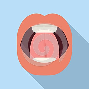 Mouth tongue exercise icon flat vector. Speech infancy