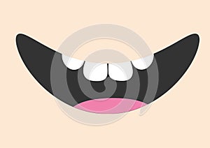 Mouth with tongue and healthy tooth. Smiling face. Body part. Cute cartoon character. Oral dental hygiene Children teeth care icon