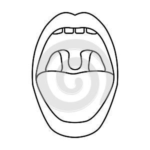Mouth vector icon.Outline,line vector icon isolated on white background mouth.