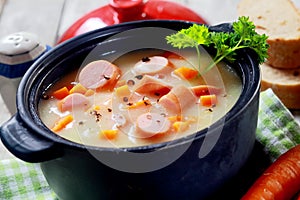 Mouth Watering Hot Creamy Soup Dish with Sausage