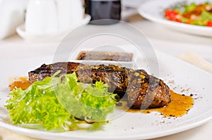 Mouth Watering Roasted Steak with Lettuce