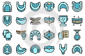 Mouthguard icons set vector flat