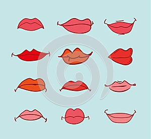 Mouths collection in different expressions. icon illustration