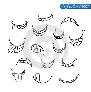 Mouths collection in different expressions. icon illustration