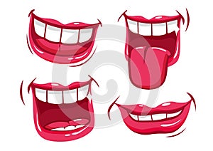 Mouths smiling. Vector illustration set