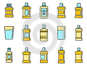 Mouthwash icons set vector color