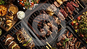 Mouthwatering aromas of grilled meat and es fill the air as families cook and share meals together photo