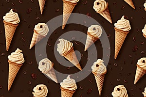 Mouthwatering Brown ice cream pattern. Generate AI photo