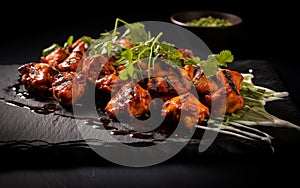 Mouthwatering Chicken Tikka Plating in Indian Restaurant