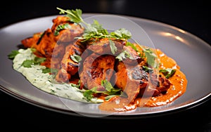 Mouthwatering Chicken Tikka Plating in Indian Restaurant