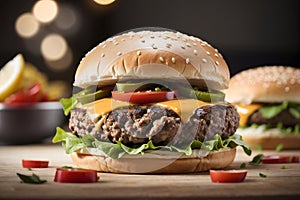Mouthwatering Close-Up of a Classic Beef Burger