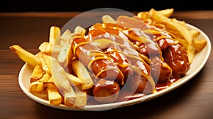 Mouthwatering currywurst with savory curry sauce photo