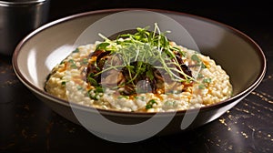 Mouthwatering generous bowl risotto photo