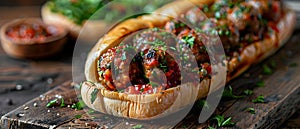 Mouthwatering Meatball Sub Bliss. Concept Food Photography, Savory Sandwiches, Delicious