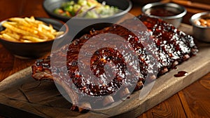 Mouthwatering ribs and brisket are slowcooked with a special blend of es resulting in a tender meltinyourmouth texture photo