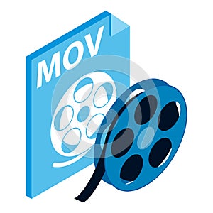 Mov file icon, isometric style