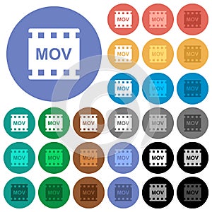 MOV movie format round flat multi colored icons