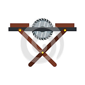 Movable circular saw icon, flat style