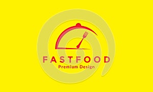 Movable food cover with fork  logo design vector icon symbol illustration