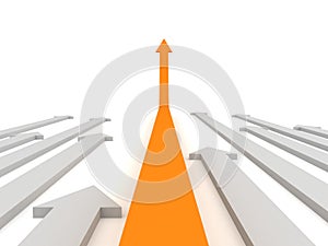 Move ahead orange arrow. Success grow concept