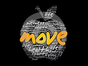 MOVE apple word cloud collage