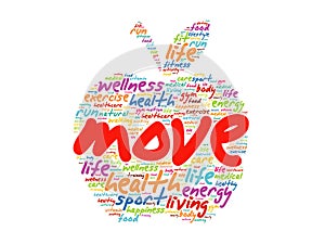 MOVE apple word cloud collage