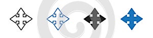 Move arrow icon linear graphics set vector in black